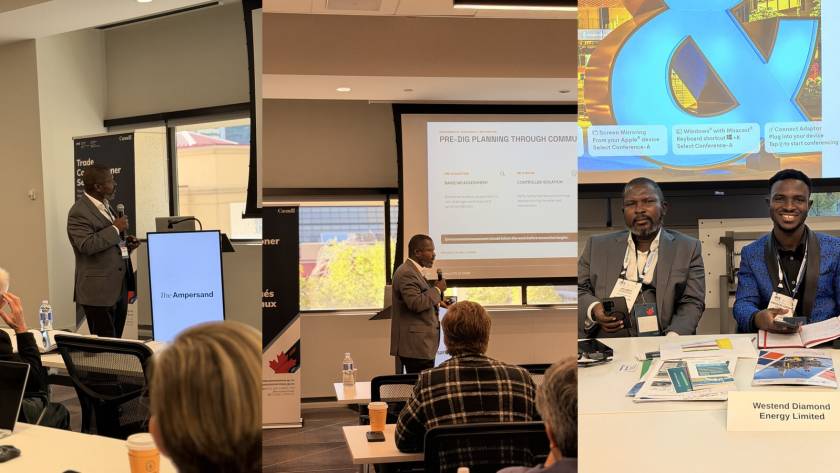 Engr. Reuben Temerigha presenting pipeline integrity at IPCE 2026 in Calgary, alongside WEDEL delegates