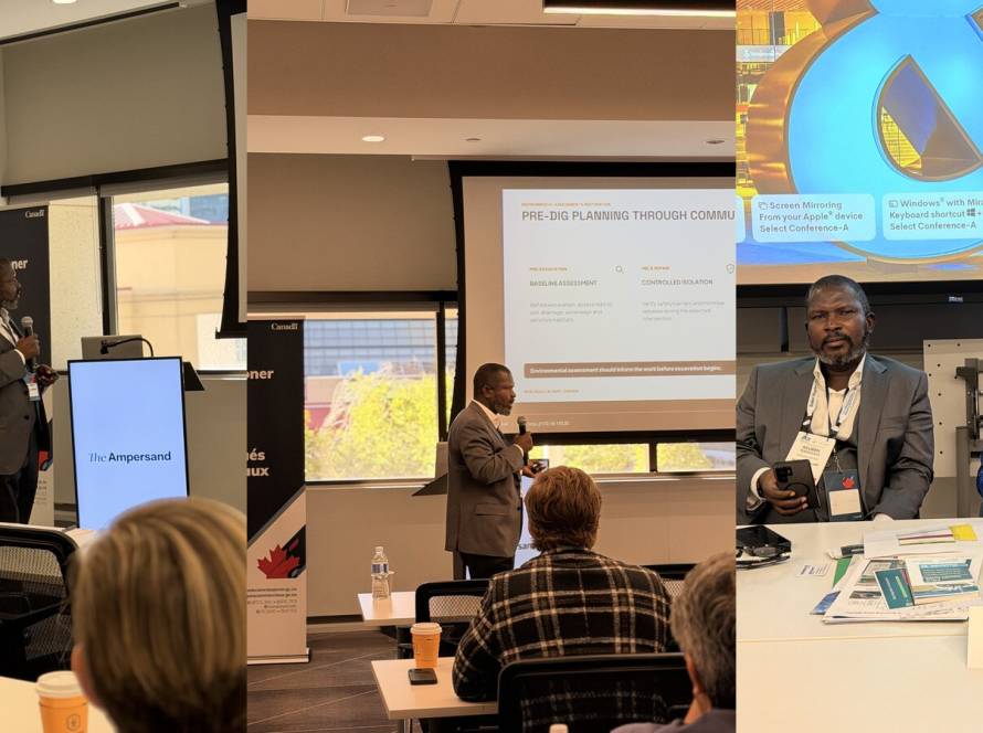 Engr. Reuben Temerigha presenting pipeline integrity at IPCE 2026 in Calgary, alongside WEDEL delegates